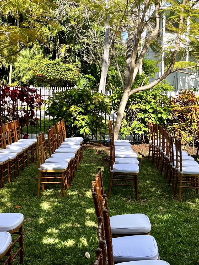 Wedding Ceremony; Truman Little White House Chairs arranged for Wedding Ceremony at Truman Little White House